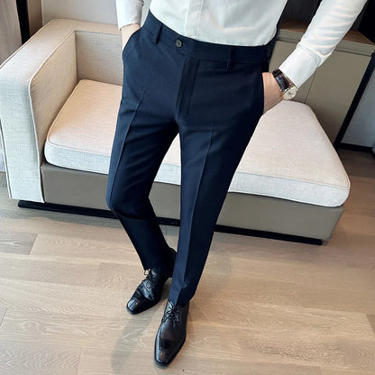 2024 Spring Autumn Fashion Business Casual Pants Men's Straight Leg Slim Fit Suit Pants Formal Office Social Wedding Dress Pants