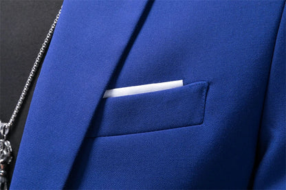 6XL-M (Blazer+Pants) High Quality Business Solid Color Slim Fit Suits 2 Pieces Men's Groom Wedding Social Tuxedos Set 16 Colour