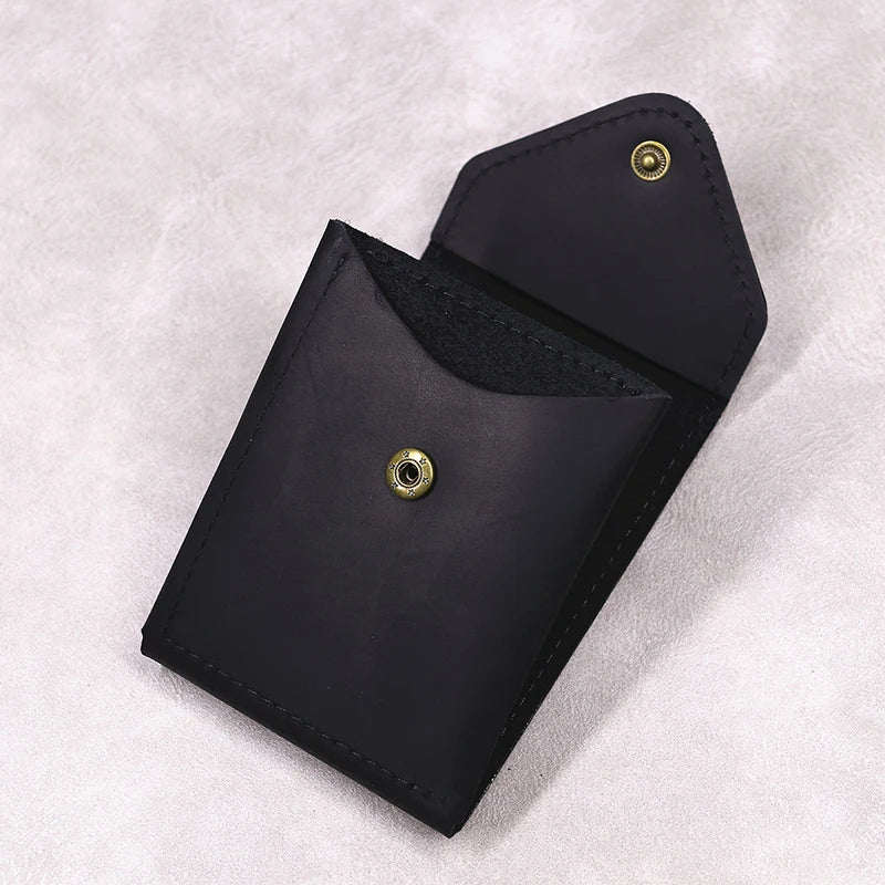100% Genuine Leather Wallet For Men Male Original Cowhide Slim Minimalist Front Pocket Cash Wallet Card Holder With Flap Closure