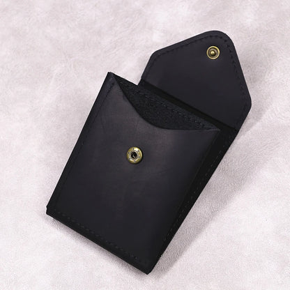 100% Genuine Leather Wallet For Men Male Original Cowhide Slim Minimalist Front Pocket Cash Wallet Card Holder With Flap Closure
