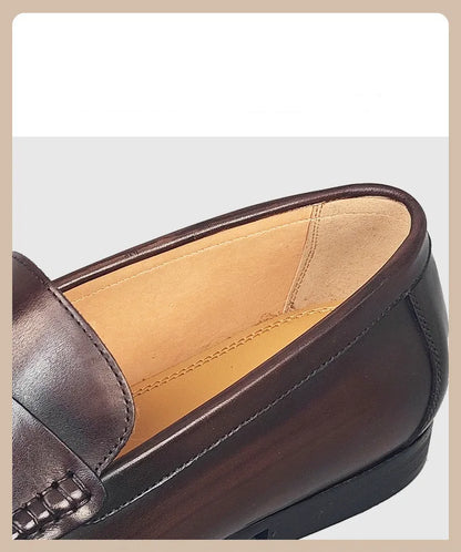 Classic Men Penny Loafers Genuine Leather Slip On Casual Formal Dress Shoes Mens Wedding Party Office Moccasins Shoes