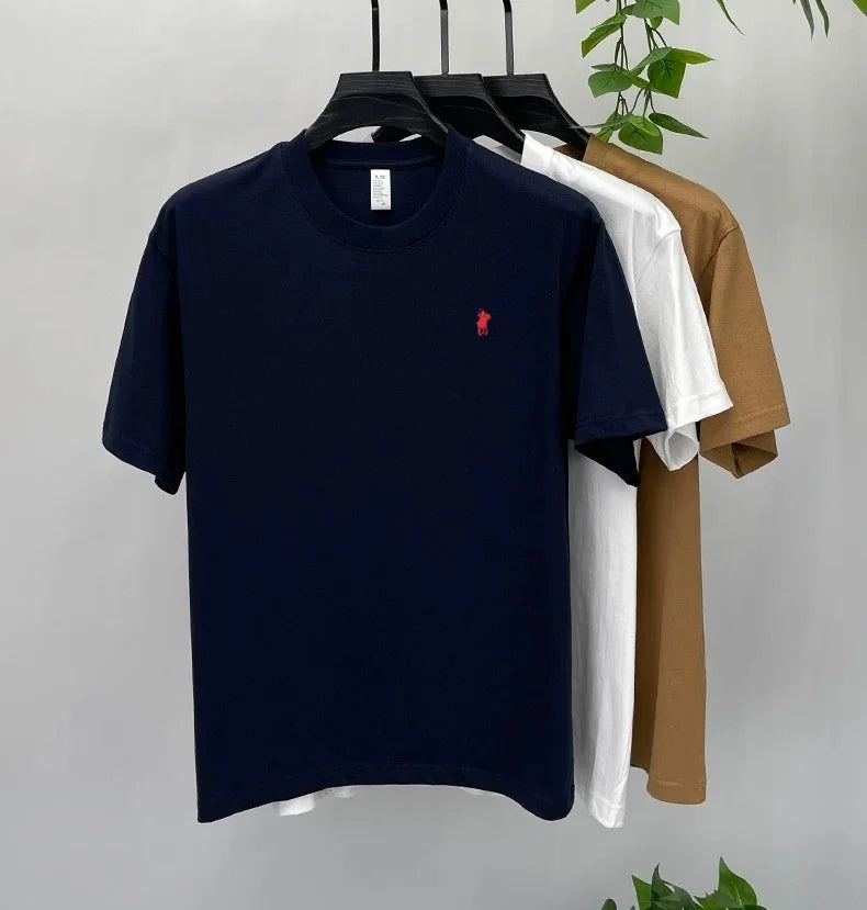 100% cotton high-end brand T-shirt short sleeve summer fashion classic pony embroidery round neck top luxury new Paul men's wear