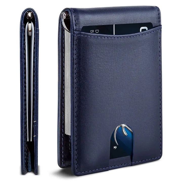 Geestock 2 Fold Credit Card Wallet Microfiber Leather Rfid Anti-Theft Brush Dollar Clip Men's Short Coin Purse Slim Card Holder