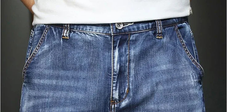 Male Cowboy Pants Straight Trousers with Pockets Blue Jeans for Men Retro Baggy Buggy Autumn Clothing Washed Original Winter Xs