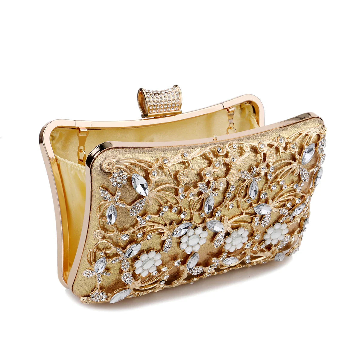 New Arrival Women Day Clutch Hollow Out Style Diamonds Party Evening Bags Pink Mixed Color Wedding Bridal Handbags With Chain