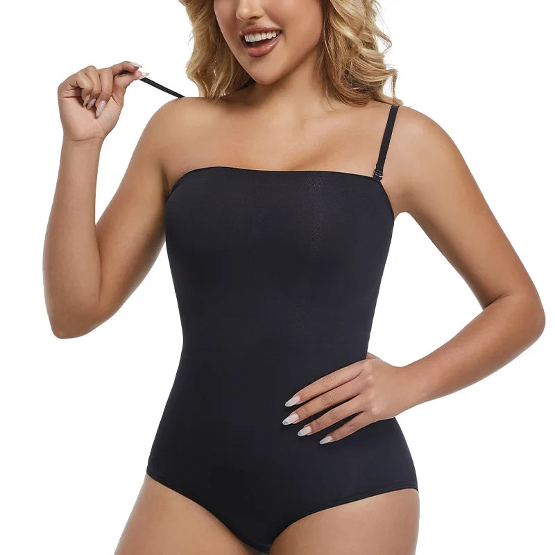 Women Strapless Bodysuits Shapewear Seam-free Tude Tops Bodyshaper Compression Waist Trainer Push Up Butt Lifter Backless Shaper