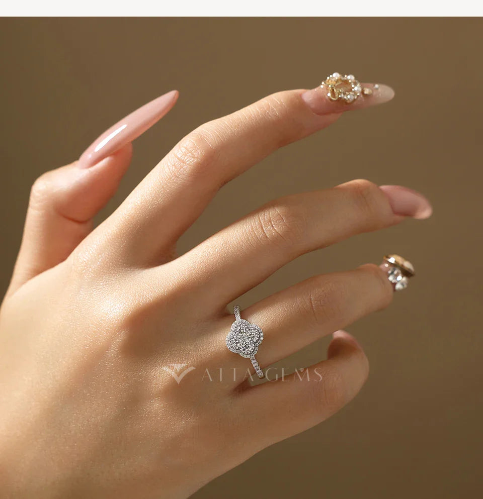 Classic Clover Moissanite Rings for Women Engagement Party 925 Silver 18k Gold Stackable Band Personalized Ring Jewelry