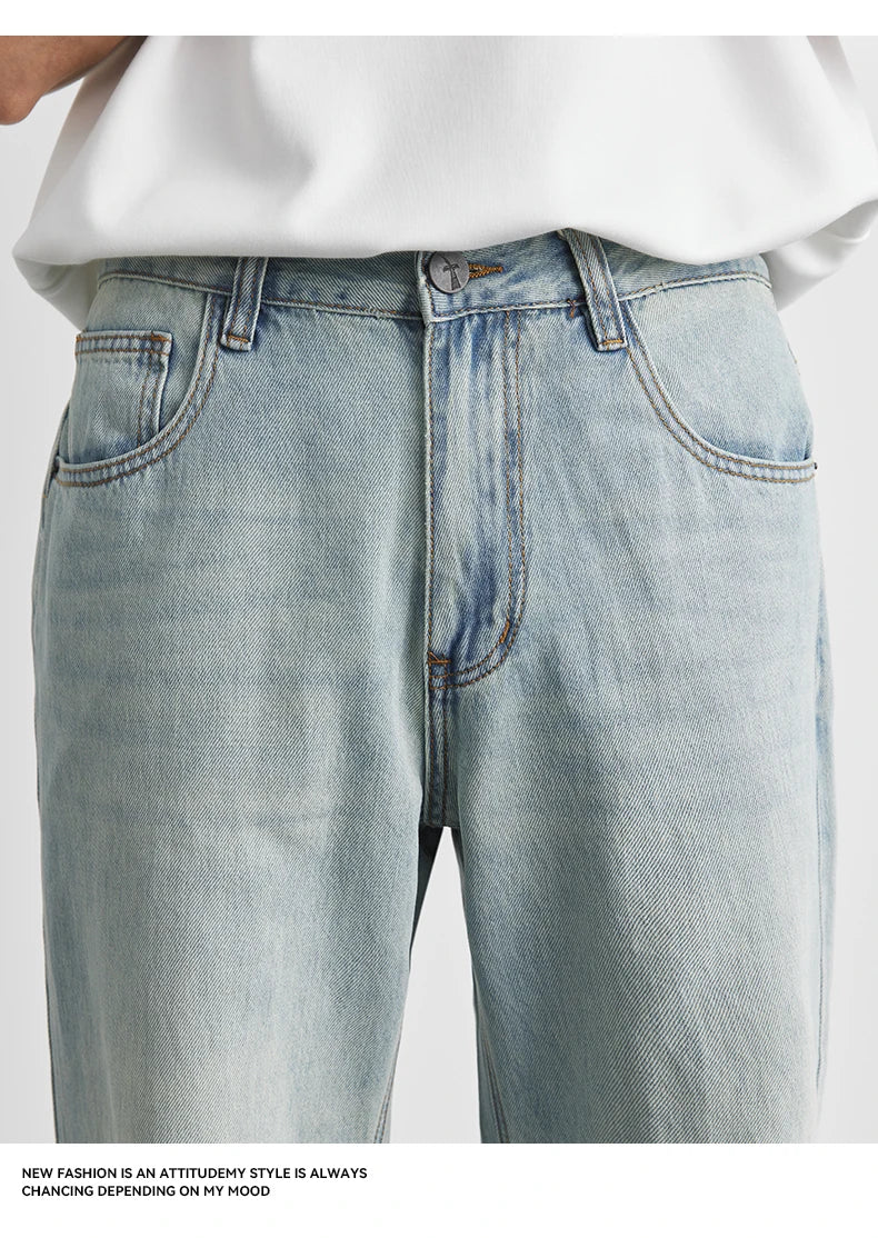 Straight Jeans Summer 2025 New Thin Retro Loose Casual Fashion Wide Pants Straight Pants Large Size Jeans 25-36