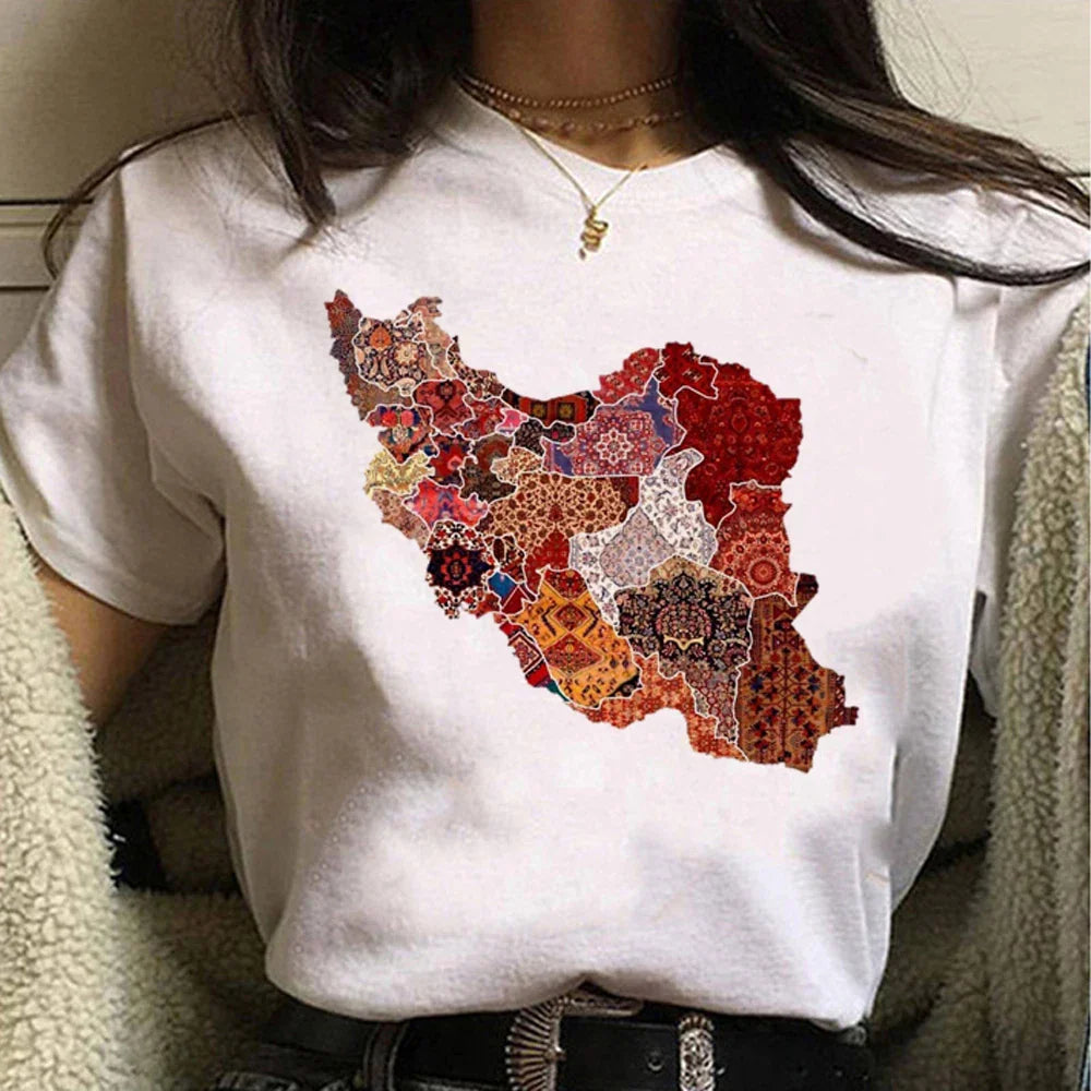 Iran tshirt women designer t shirt girl Japanese streetwear manga clothes