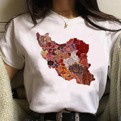Iran tshirt women designer t shirt girl Japanese streetwear manga clothes