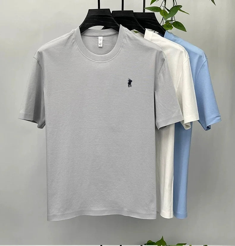 100% cotton high-end brand T-shirt short sleeve summer fashion classic pony embroidery round neck top luxury new Paul men's wear