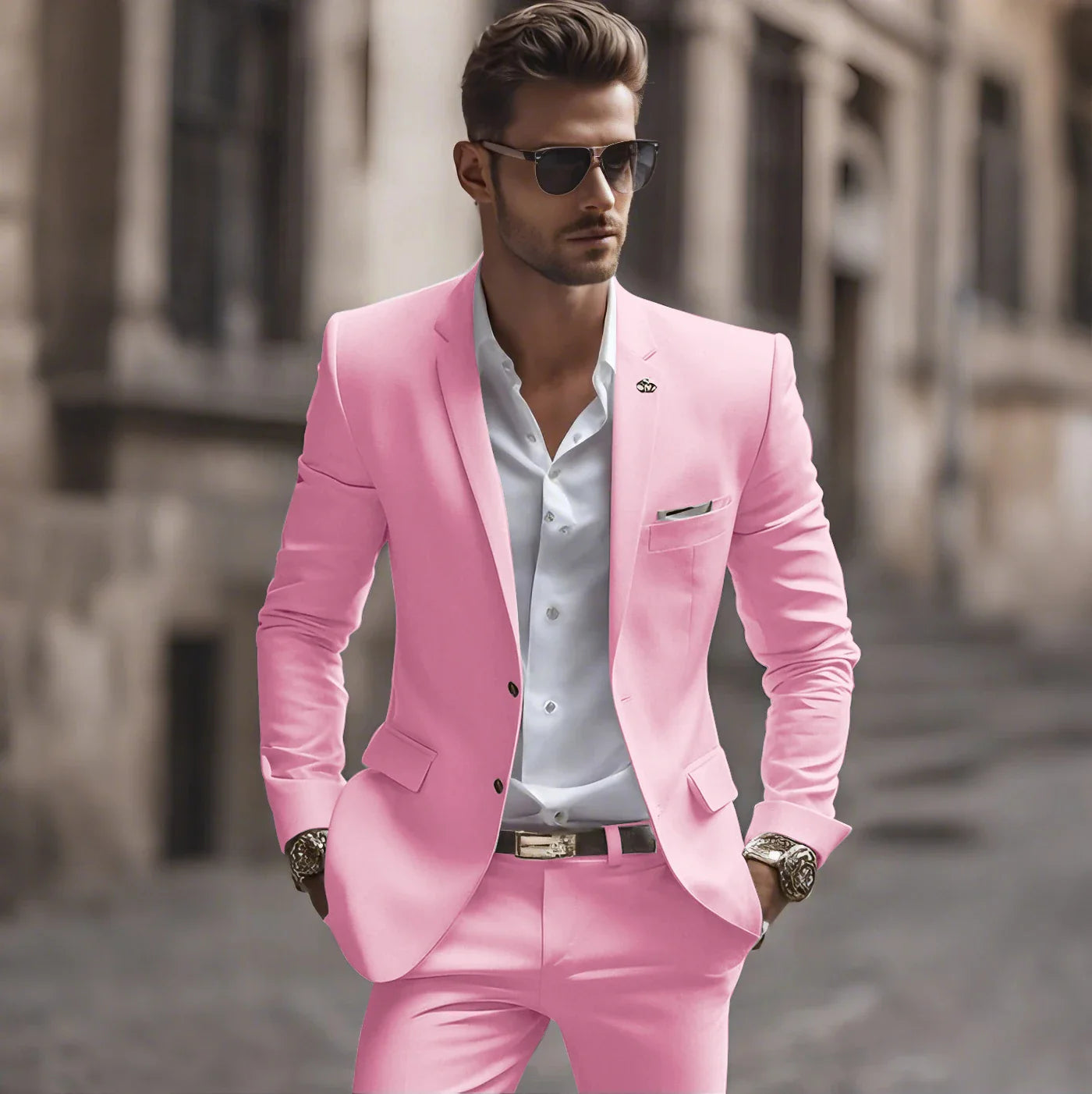 Summer White Men Suits Two Piece Fashion Notch Lapel Single Breasted Suit Slim Fit Elegant Smart Casual Groom Wedding Tuxedo