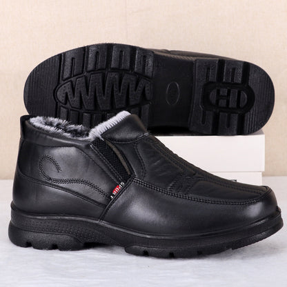 Shoes for Men 2025 Winter Fashion Non-slip Cotton Shoes Men's Thickened Leather Waterproof Casual Snow Boots Zapatillas Hombre