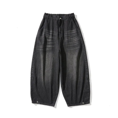 Fashion Denim Wide Leg Pants Men Loose Hip Hop Casual Jeans Streetwear Fashion Elastic Waist Casual Denim Trousers Plus Size 5XL