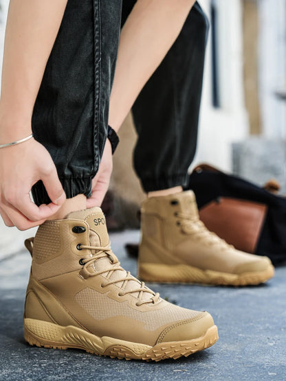 New Men Tactical Boots Waterproof Outdoor Casual Ankle Man Boot Desert Military Climbing Hunting Work Safety Hiking Male Shoes