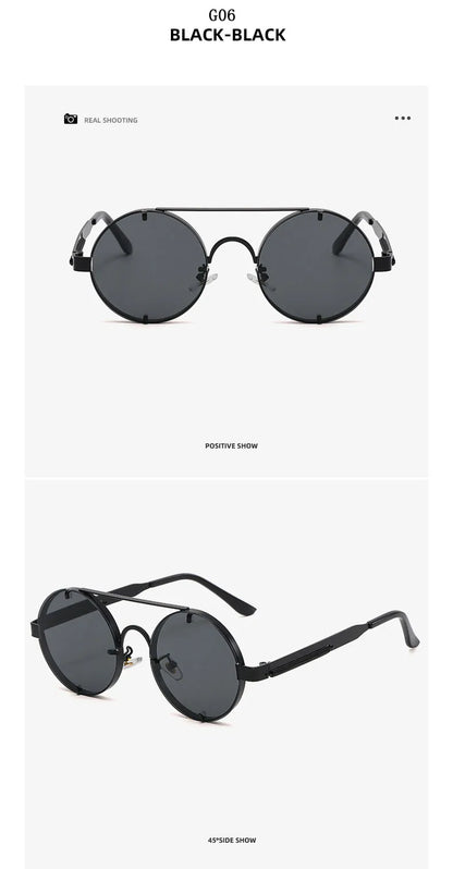 Round Steampunk Sunglasses For Men Fashionable Punk Sunglasses Women Trendy Vintage Fashion Glasses Retro Gafas De Sol Hombre