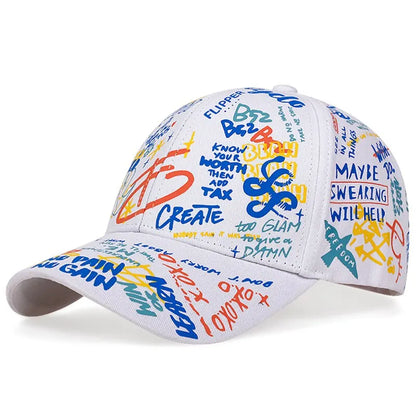Unisex Letter Graffiti Printing Snapback Baseball Caps Spring and Autumn Outdoor Adjustable Casual Hats Sunscreen Hat