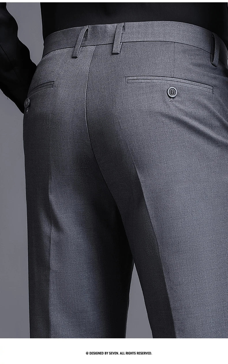 Top Grade New Brand Fashion Relax Fit Suit Pant Office Trousers For Men Dress Pants Business Straight Trousers Men's Clothing