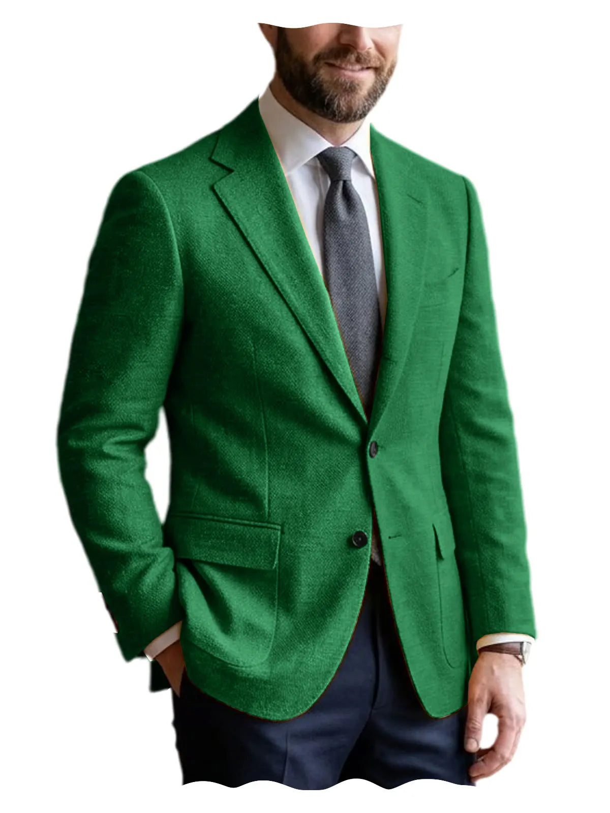 Men's Linen Blazer Notched Lapel 2 Button Slim Fit Suit Jacket Lightweight Breathable Men Business Wedding Party for Spring