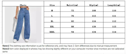 Fashion retro blue jeans women y2k High street baggy straight pants High waisted all-in-one slim pants
