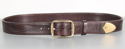 Extra Thick Double-sided Men's Belt Tactical Personalized Jeans Belt Genuine Leather Men's Pure Copper Pin Buckle Luxury Belt