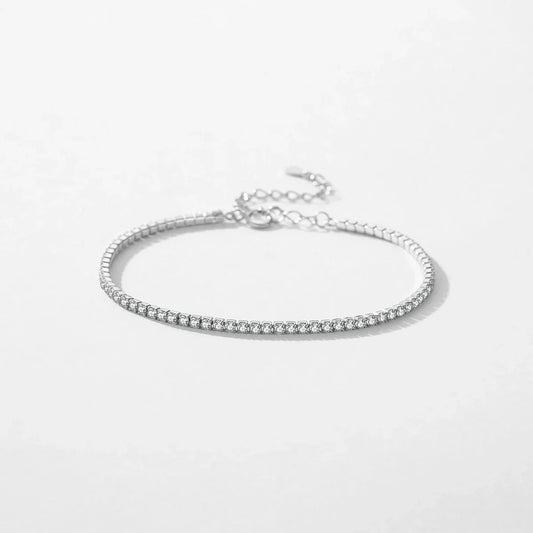 Bracelet en Argent Sterling 925 avec Zirconiums Clairs Scintillants pour Femme, Mariage, Fiançailles, Bijoux Fins, Anniversaire, Cadeaux pour Épouse et Maman