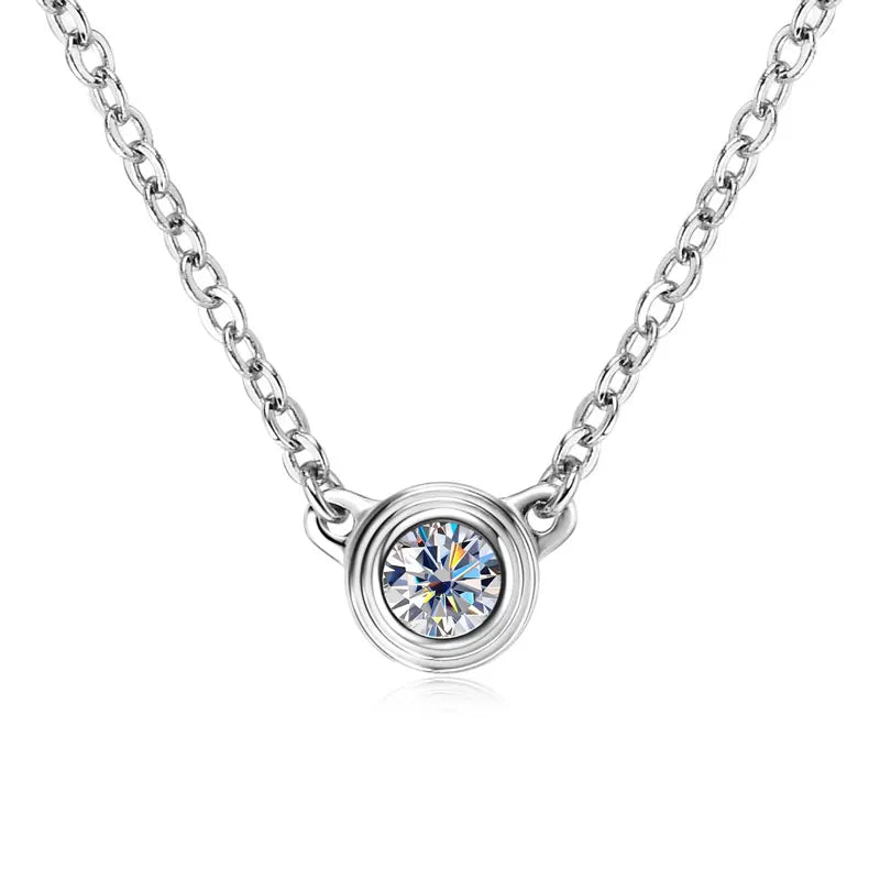 3mm Moissanite Diamond Round Pendant Necklaces for Women 925 Sterling Silver Chains Wedding Fine Jewelry Gift Collares