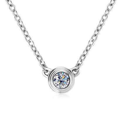 3mm Moissanite Diamond Round Pendant Necklaces for Women 925 Sterling Silver Chains Wedding Fine Jewelry Gift Collares