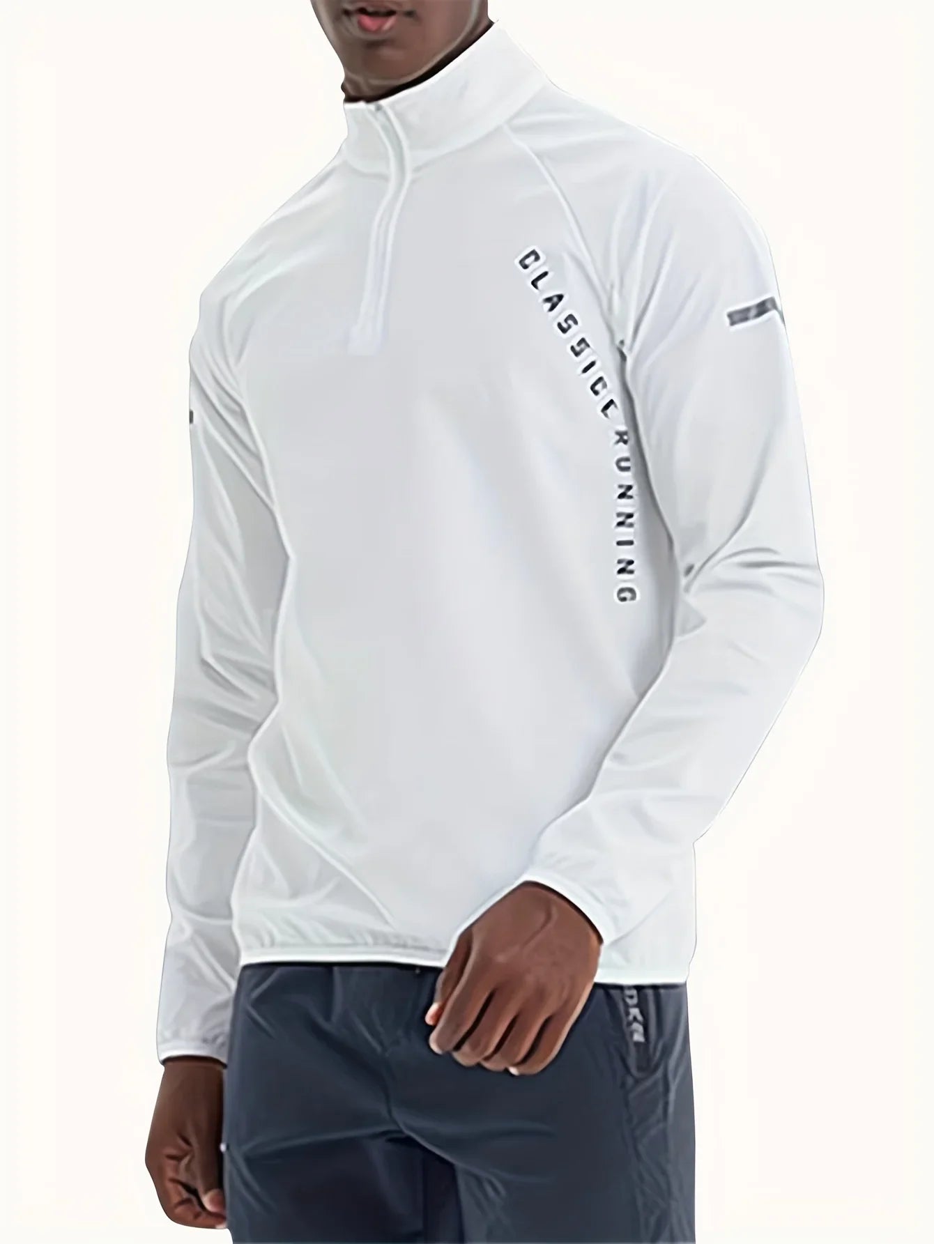 Men's sports long sleeved half zip top, quick drying running T-shirt, sports training jacket, breathable elastic fabric, mo