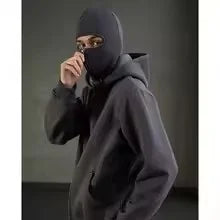 Men and women Balaclava Y2K Gothic Harajuku winter new item double hooded sweatshirt men's hooded mask zipper sportswear