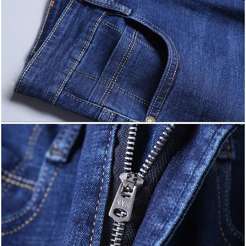 2024 Fashion Men Stretch Loose Straight Jeans Casual Elastic Slim Fit Denim Pants Male Brand Business Trousers Large size 38 40