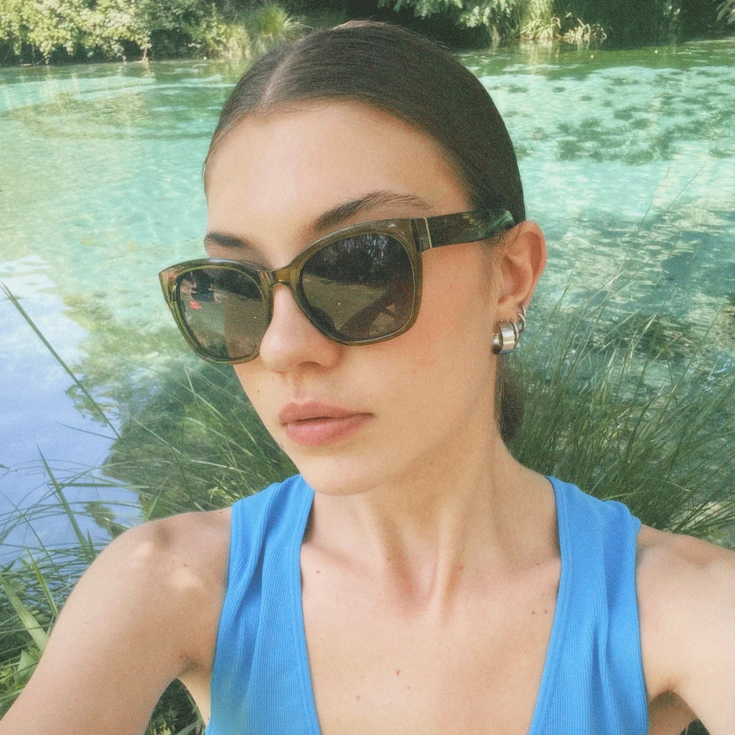 Fashion Original Thick Butterfly Frame Polarized Sunglasses for Women Chunky Uv400 Protection Shade Cat Eye Sun Glasses