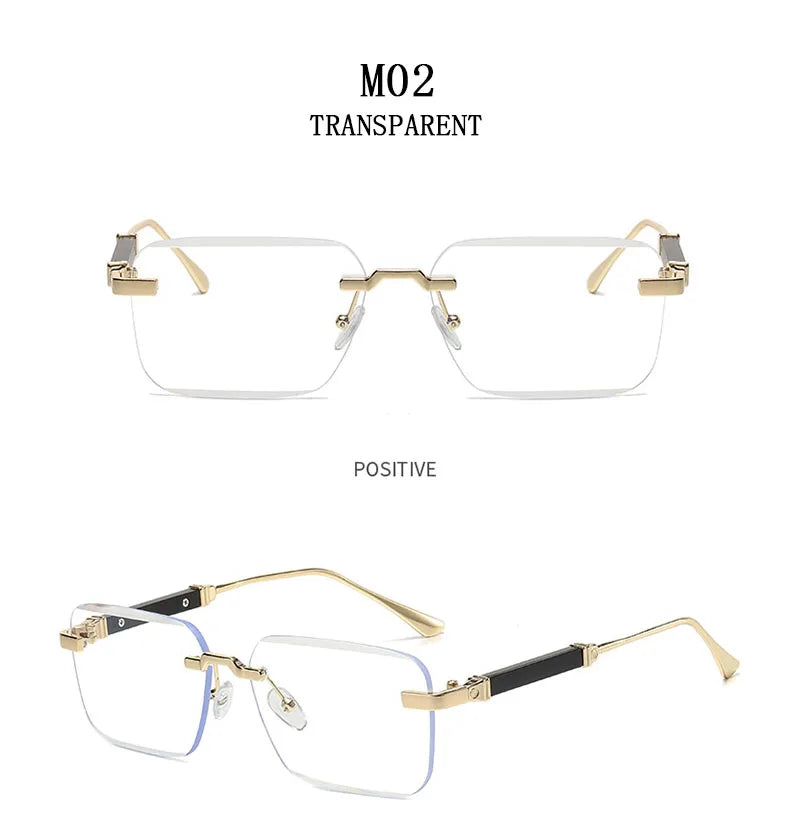 Designer Sunglasses For Men Vintage Rimless Sunglasses Women Trendy Luxury Square Fashion Glasses Vintage Gafas De Sol Hombre