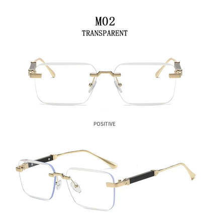 Designer Sunglasses For Men Vintage Rimless Sunglasses Women Trendy Luxury Square Fashion Glasses Vintage Gafas De Sol Hombre