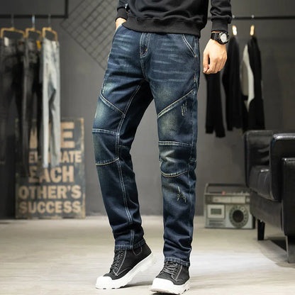 Jeans For Men  Straight Pants Men's baggy jeans Large size Korean Version Loose Washed Trousers Man Fashion ripped denim slim