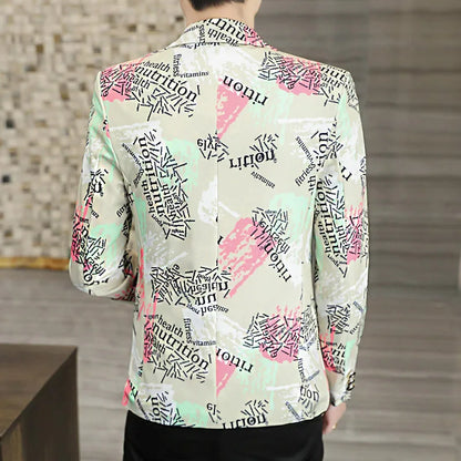 2022 New Fashion Print Suit Jacket Men's Slim Fit Casual Blazers Streetwear Social Club Prom Formal Party Suit Coats Hommes