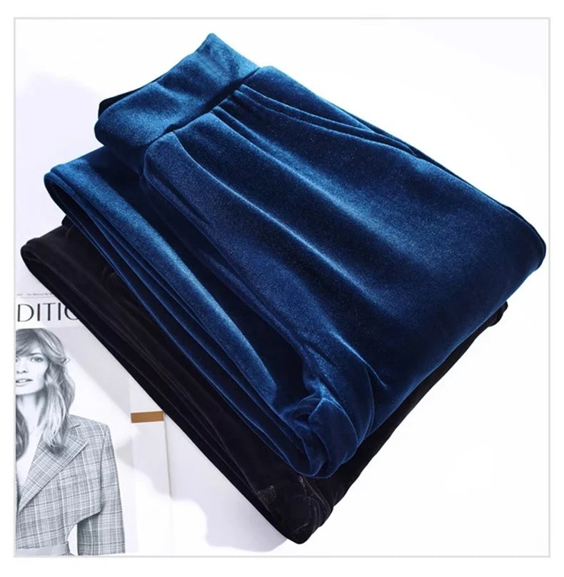 Women's pants with many reviews flared pants ice silk pants wide leg pants, high waisted blue loose straight leg pants 6XL