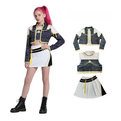 3Pcs Kpop Costume Rumi Singer Dance Dress 3D Print Girls Halloween Christmas Costumes Cosplay Fancy Stage Performance Outfits