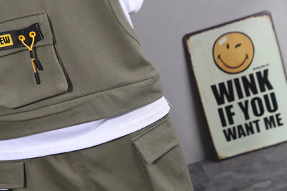 New Toddler Summer Baby Boys/Girls Clothes Children Pulling Rope Pocket T-Shirt Shorts 2Pcs/Set Infant Kids Fashion Tracksuits