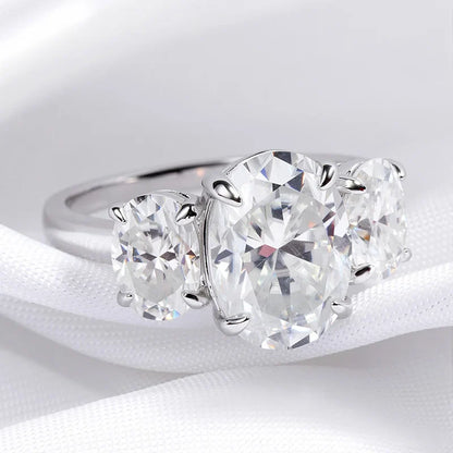 Certified 2CT 4CT Oval Cut All Moissanite Rings for Women Bride Wedding Bands Lab Diamond Gift 100% 925 Sterling Silver