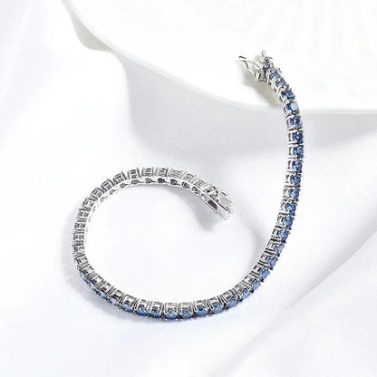 Certified 3/4/5mm Full Moissanite Diamond Tennis Bracelets for Women Man Colorful Gem Sparkling 925 Sterling Silver Chain
