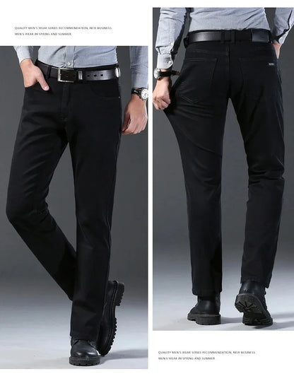 2026 Classic Men Straight Jeans Homme Pantalon Streetwear Soft Black Blue Masculino Denim Mans Pants
