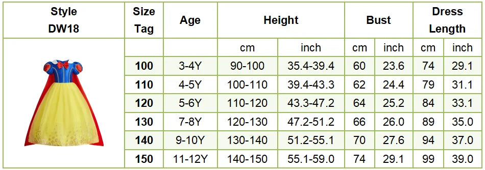 Girls Halloween Belle Dresses Girl Snow White Dress Kids Christmas Carnival Cosplay Clothes Children Princess Costumes