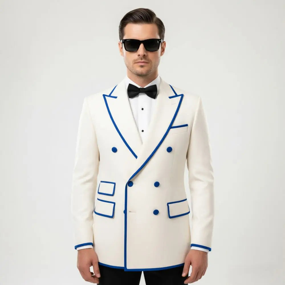 Double Breasted Suits for Men 2 Pieces Slim Fit Wedding Tuxedo Peak Lapel Formal Groom Prom Party Evening Wear (Jacket + Pants)