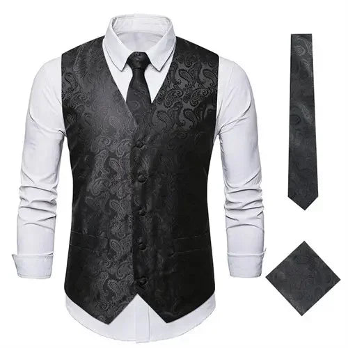Red Men's Single Breasted V-Neck Sleeveless Vest Jacket, Wedding Party Vests, White Black Blue Green Waistcoat With tie and