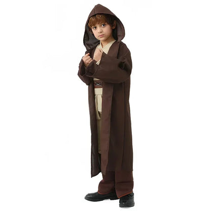 Kid Children Jedi Knight Cosplay Costume Obi Wan Kenobi Uniform Suit Anakin Skywalker  Robe Belt Halloween Carnival Party Suit