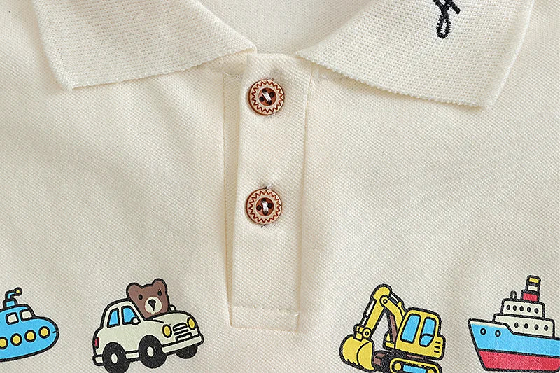 New Summer Baby Boys Clothes Sets Children Cute Cartoon Printed Polo Tshirt Shorts 2Pcs/Set Infant Kids Fashion Clothing Outfits