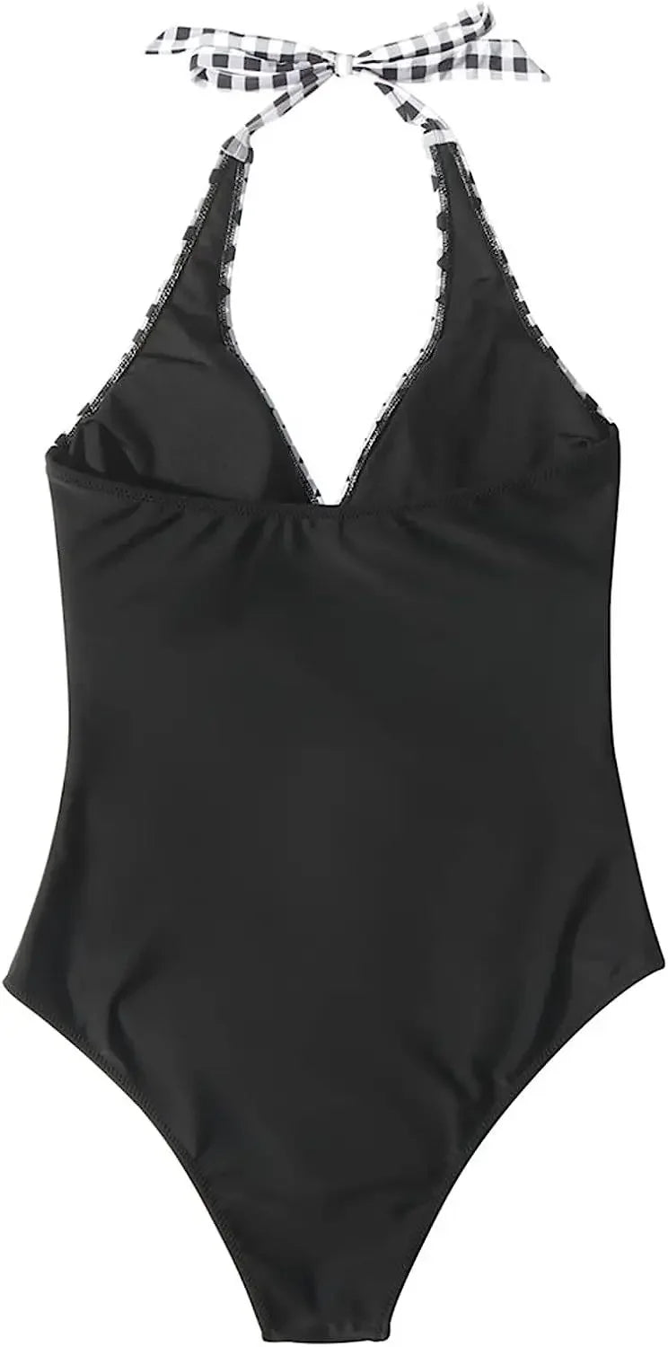S - XXL Wrinkled Halter V Neck One Piece Swimsuit Women Swimwear Female Monokini Backless Bathing Suit Swim Beachwear Bodysuit