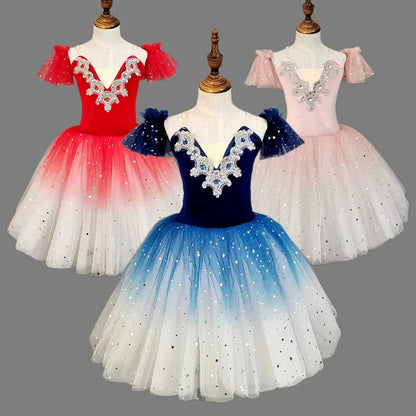 Girl Ballet Dress Dance Costumes Kids Outfit Vestidos Performance Party Baby Clothing Summer Girls Dresses Tutu Children's Day