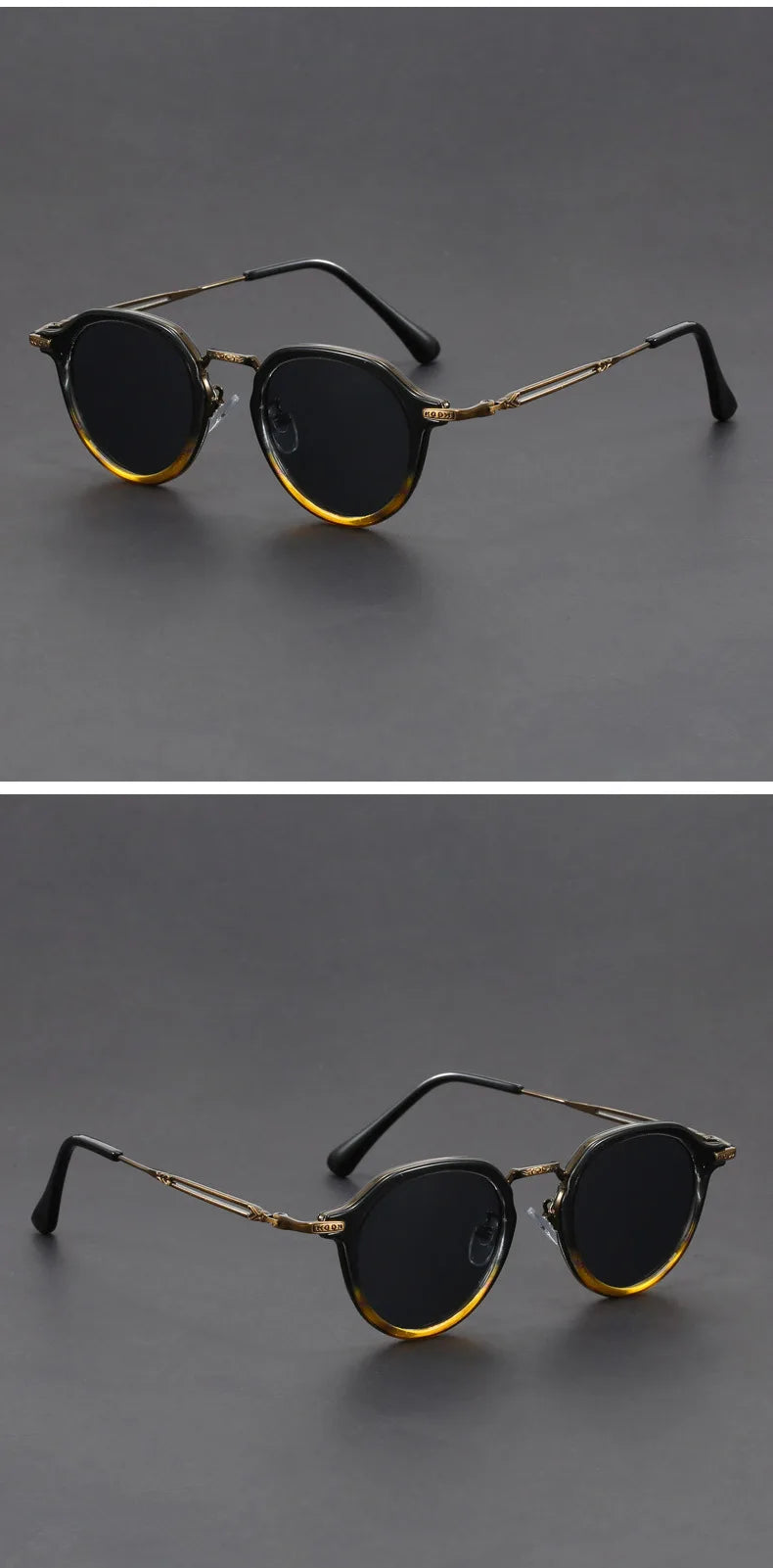 Retro Geometric Round Frame Simple Design UV Protection Men Women Polarized Sunglasses Customizable Prescription 1061